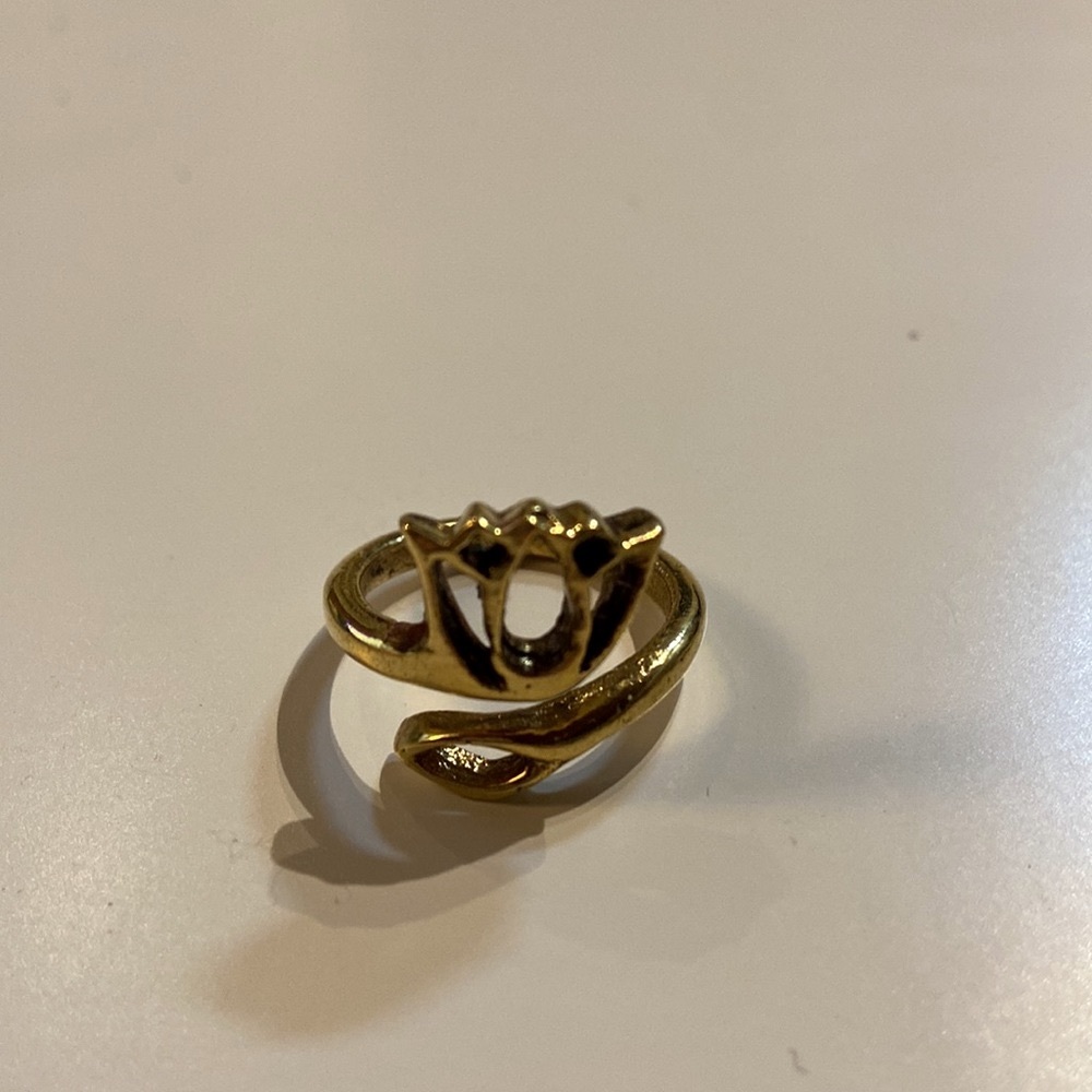 Pure brass adjustable wrap lotus ring made by artisans in India. Brand new